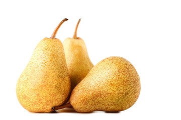 Ripe and sweet pears isolated on white