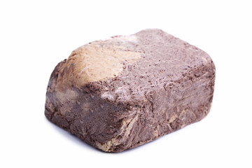 Tasty halva with cocoa isolated on white background