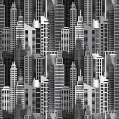 Seamless urban background. Paper skyscrapers. Achitectural building in panoramic view. Modern city skyline building industrial paper art landscape skyscraper offices. Vector Illustration