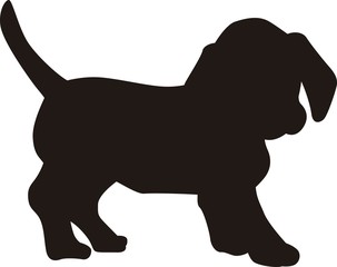 Little puppy dog vector silhouette