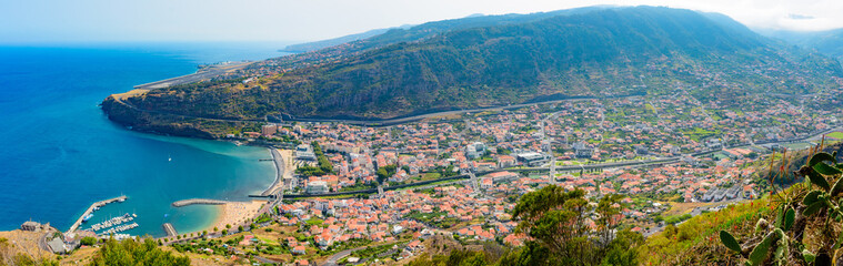 Fototapeta na wymiar Panoramic view of Machico town and Madeira airport