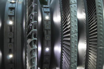 rotor of a turbine decorated with lights