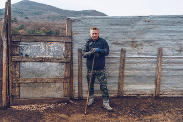 Shepherd on his farm