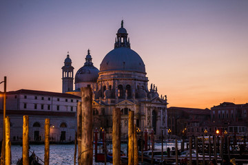 Evening view of Basilica della Salute, Venice, Italy