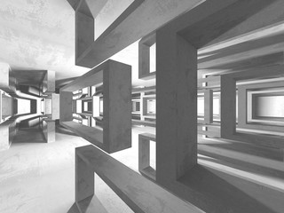 Dark empty room. Concrete rusty walls. Architecture background