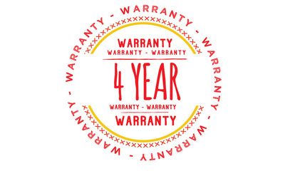 4 years warranty icon vintage rubber stamp guarantee