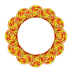 Circle frame made of colorful lollipop candy.