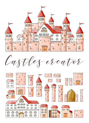 Vector cartoon cute creator castles.