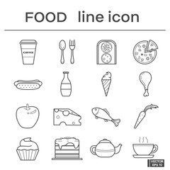 Set of line icons, food.