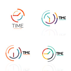 Vector abstract logo idea, time concept or clock business icon set