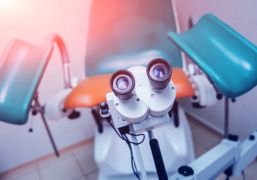 Gynecology colposcopy in clinic.