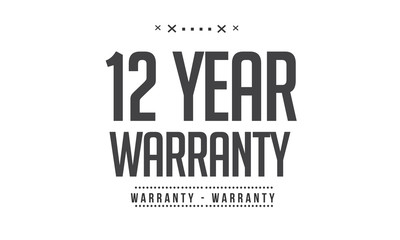 12 years warranty icon vintage rubber stamp guarantee