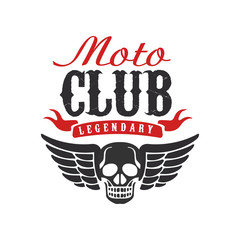 Moto club logo, design element for motor or biker club, motorcycle repair shop, print for clothing vector Illustration on a white background
