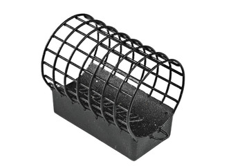 black feeder fishing flat on an isolated background.