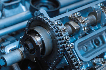 Engine without cover closeup background