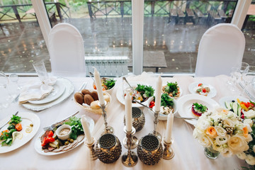 Beautiful rustic decor of wedding table