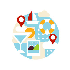 Vacation travelling logo, summer holidays sign