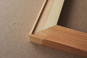 Wooden stretcher frame. Close up.