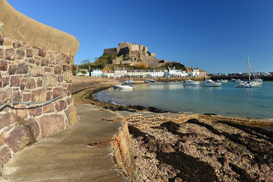 Gorey Castle, Jersey, U.K.
Editorial image of a 12th century landmark and harbour.