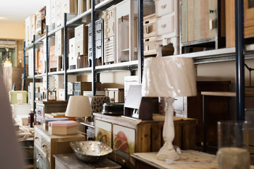 Obraz na płótnie Canvas Furniture assortment offered for sale in furnishings store