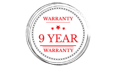 9 years warranty icon vintage rubber stamp guarantee