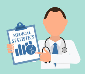 Доктор указывает на статистику заболеваний.
