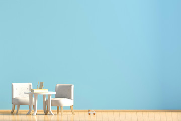 Pastel child's room. playroom. modern style. 3d illustration. Mock up wall