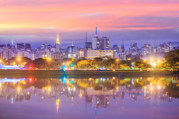 Fototapeta premium Sao Paulo skyline from Parque Ibirapuera park
