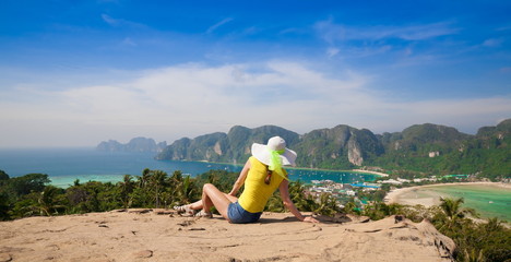 Thailand. Woman in Phi Phi  viewpoint