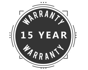 15 years warranty icon vintage rubber stamp guarantee