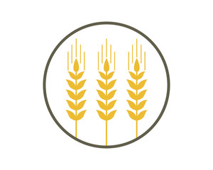 Line Art wheat rice bakery food farm agriculture logo Circle