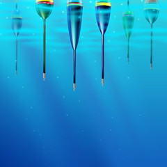 Fishing bobbers background hooks underwater wallpaper 1 © ADELART