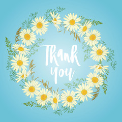 Fototapeta premium Card with Chamomile flowers wreath