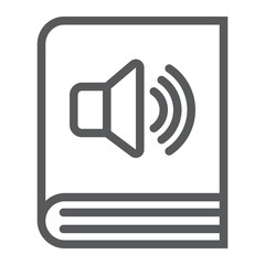 Audio book line icon, e learning and education, e book sign vector graphics, a linear pattern on a white background, eps 10.
