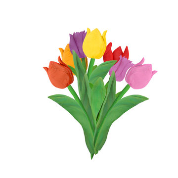 Easter Spring   tulips  isolated on white background
