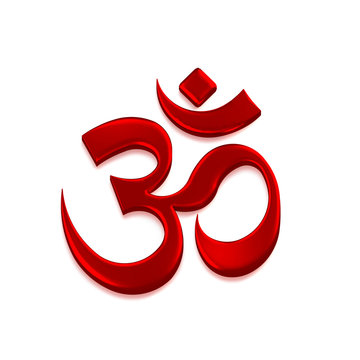 Om Red Color Good Energy Symbol. 3D Render Illustration