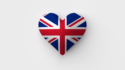 Corazón bandera Reino Unido. 3D