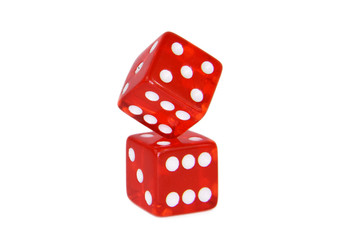 Piled Balancing Red Casino Dice