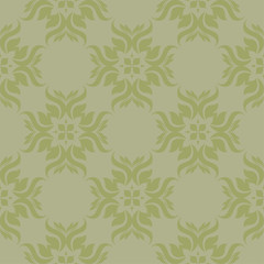 Olive green floral seamless pattern