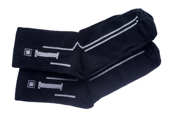 man's black socks isolated on white background