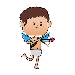 Cupid with bow shooting love vector illustration graphic design