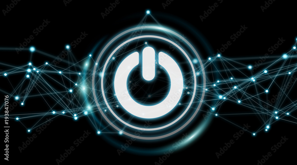 Aufkleber power energy icon with connections 3d rendering