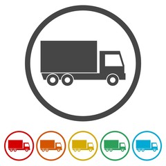 Simple truck icon, truck symbol set, 6 Colors Included