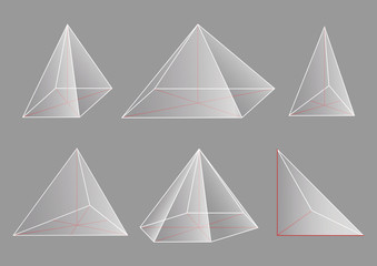 3d basic shapes. Collection of pyramids.