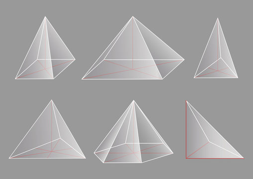 3d basic shapes. Collection of pyramids.