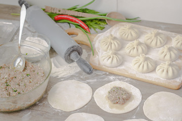 Georgian khinkali,Georgian traditional cuisine,domestic khinkali,khinkali according to the old recipe