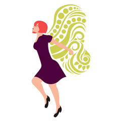 Girl with abstract textured wings. Women day