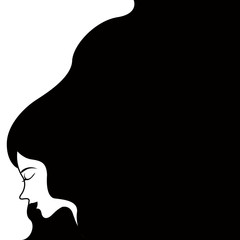 Girl avatar with long hair. Happy women day