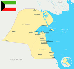 Kuwait, Map - Detailed Vector Illustration