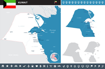 Kuwait - infographic map - Detailed Vector Illustration